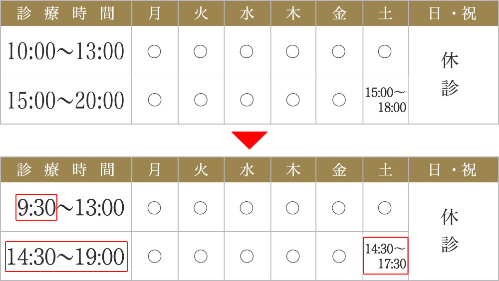 2022年(令和4年)4月より診療時間が変わります